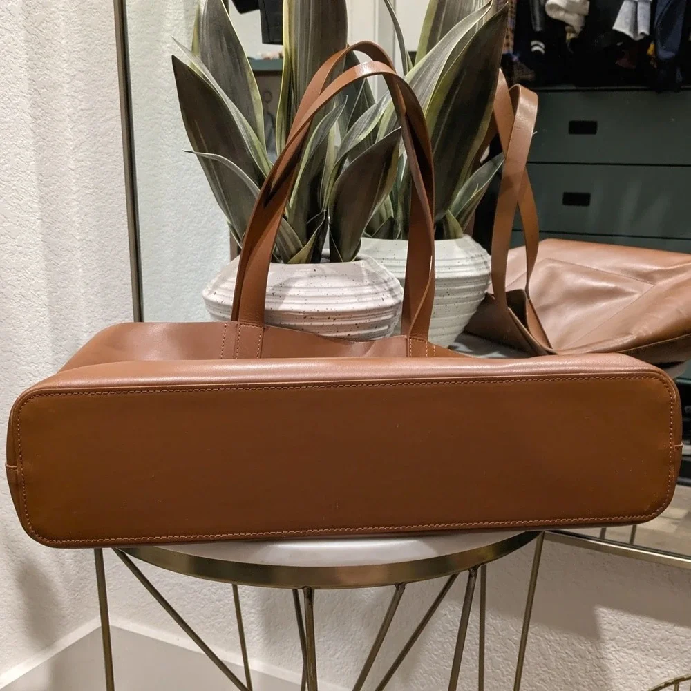 Everlane The Day Market Tote Bag Lg Cognac Brown‎ Italian Leather Minimalist